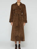 Elegant Tailored Suede Trench Coat with Belt