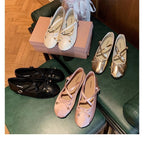 Women's Ballet Flats with Fine Straps and Bow Detail