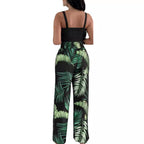 Women's Casual Floral Ruffled Top and Wide-Leg Pants Set