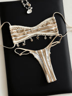 Women's Bandeau Bikini with Unique Embellishments