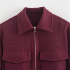 Women's Cropped Utility Jacket with Large Pockets and Modern Cut