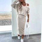 Women's Elegant Sweater and Pencil Skirt Set