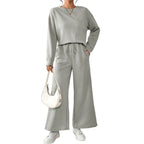 Women's Casual Wide-Cut Sweater Set with Tie Belts
