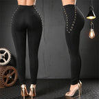Women's High-Waisted Leggings with Decorative Lace-Up Detail