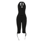 Women's Jumpsuit with Ruching and Tie-Neck