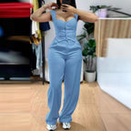 Women's Form-Fitting Jumpsuit with Tailored Cut and Button Placket