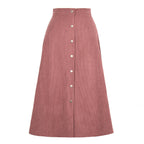 Textured Corduroy Maxi Skirt with Button Detail