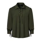 Women's Blouse with Modern Lace-Up Design and Casual Puff Sleeves