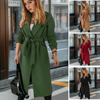Women's Elegant Trench Coat with Belt and Practical Pockets