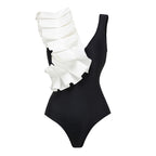 Women's Swimsuit Set with Fashionable Wrap Skirt and Elegant Ruffle Top