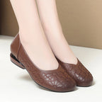 Women's Floral Ballet Flats with Elegant Block Heel