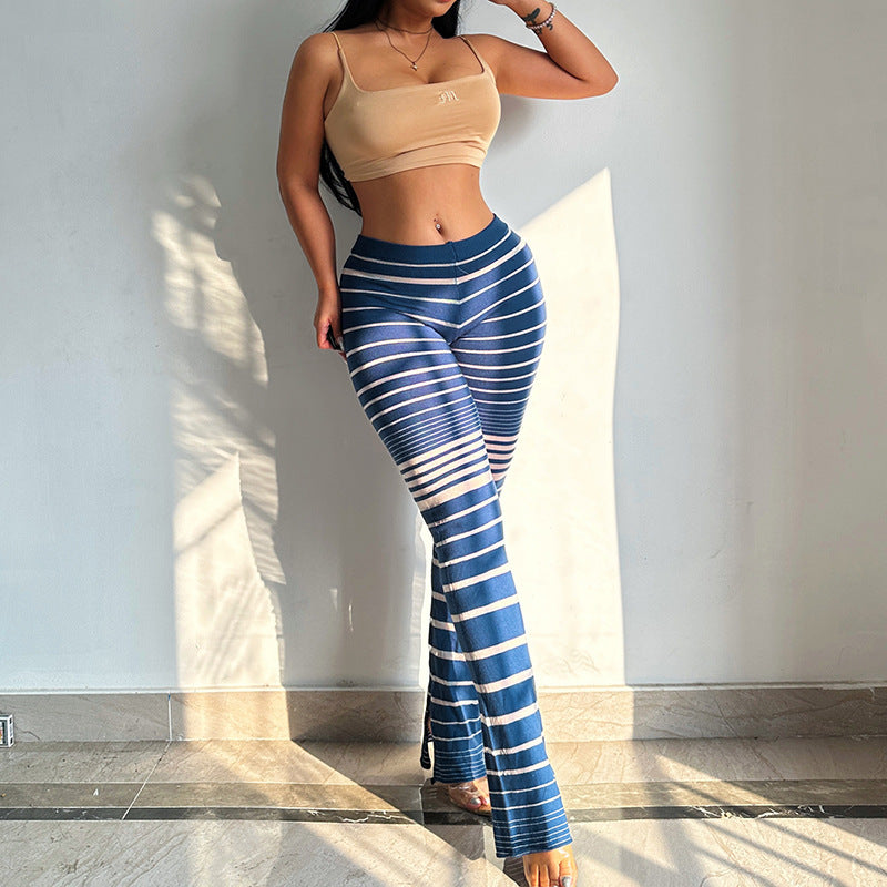 Women's High-Waisted Striped Leggings