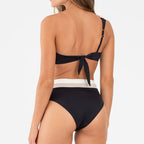 Women's Asymmetrical Crop Bikini Set with High-Cut Bottoms