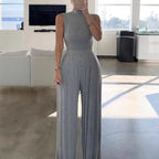Elegant High-Neck Jumpsuit with Wide Legs