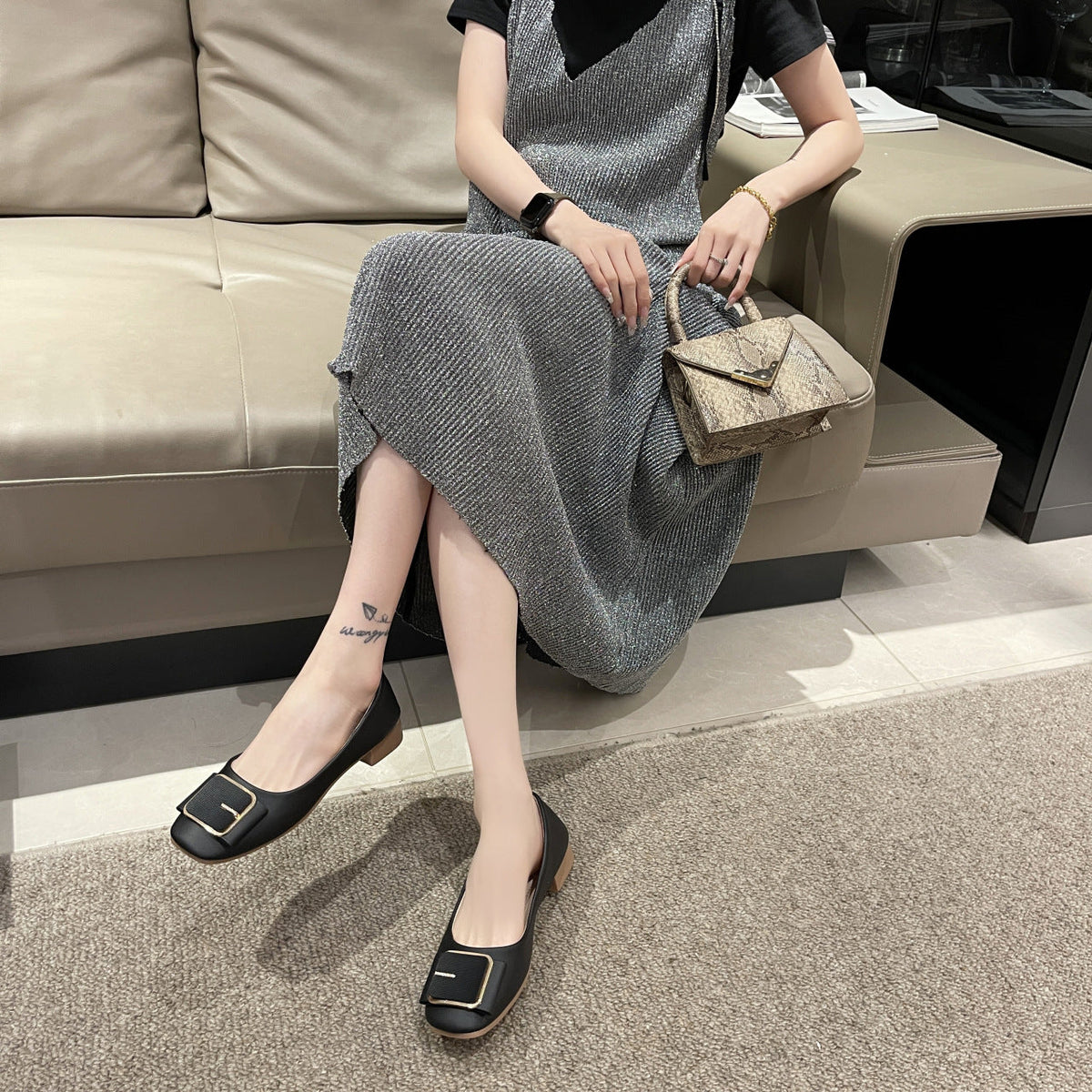 Women's Ballet Flats with Jeweled Detail