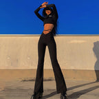 Women's Fitted Jumpsuit with Side Slit and Long Legs