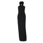 Women's Floor-Length Evening Dress with Elegant Halterneck