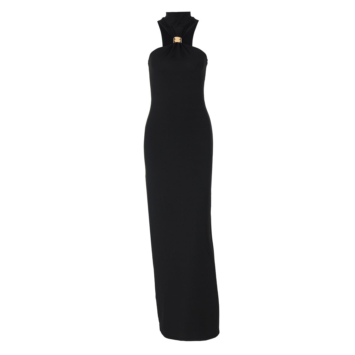 Women's Floor-Length Evening Dress with Elegant Halterneck