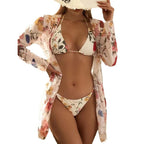 Women's Swimsuit with Sheer Beach Cover-up and Botanical Print