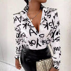 Women's Blouse in Eye-Catching Pattern Mix with Luxurious Accents