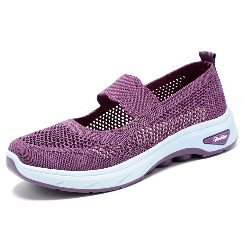 Women's Breathable Comfort Sneakers with Hook-and-Loop Closure