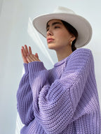 Casual Textured Knit Sweater with Drop Shoulders