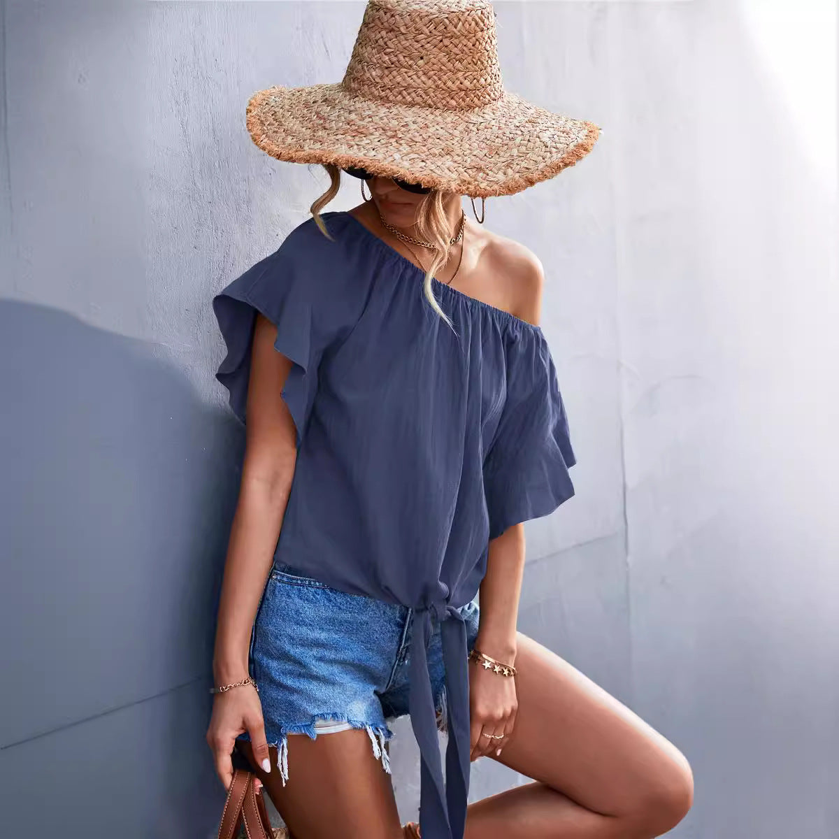 Women's Airy Blouse with Playful Knot and Voluminous Sleeves