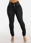 Women's High-Waist Skinny Jeans with Elastic Waistband
