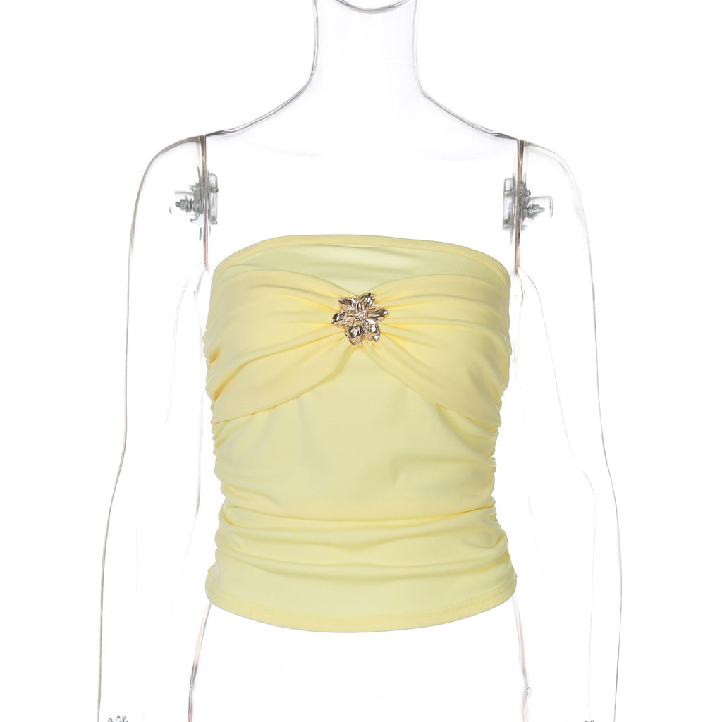 Women's Bustier Top with Elegant Twist and Sparkling Detail