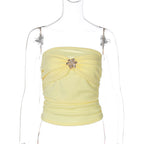 Women's Bustier Top with Elegant Twist and Sparkling Detail