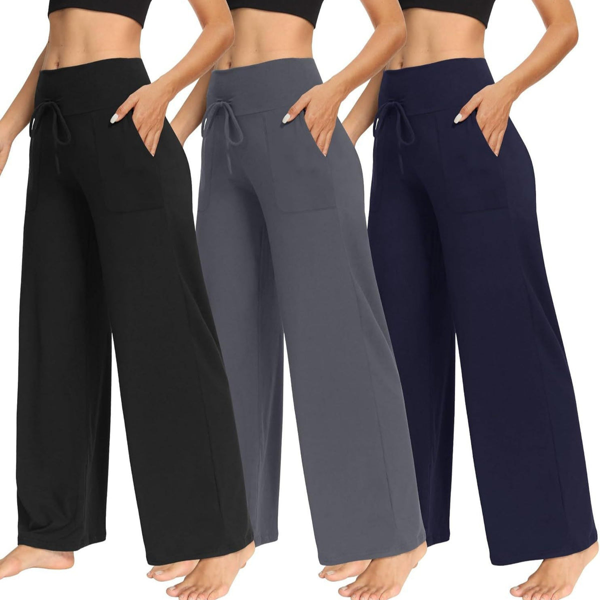 Women's Comfortable Wide-Leg Casual Pants with Drawstring