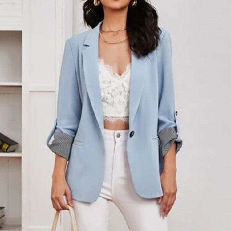 Elegant Casual Blazer with Roll-Up Sleeves