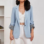 Elegant Casual Blazer with Roll-Up Sleeves