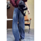 Women's Baggy Jeans with Distressed Details and High Waist