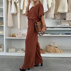 Casual Women's Wide-Leg Jumpsuit with Waist Tie