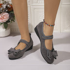 Women's Ballet Flats with Decorative Bow and Comfortable Wedge Heel