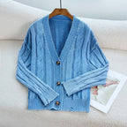 Women's Patterned Cardigan with Cable Knit and Button Details