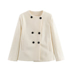 Elegant Winter Jacket with Double Button and Pocket Design