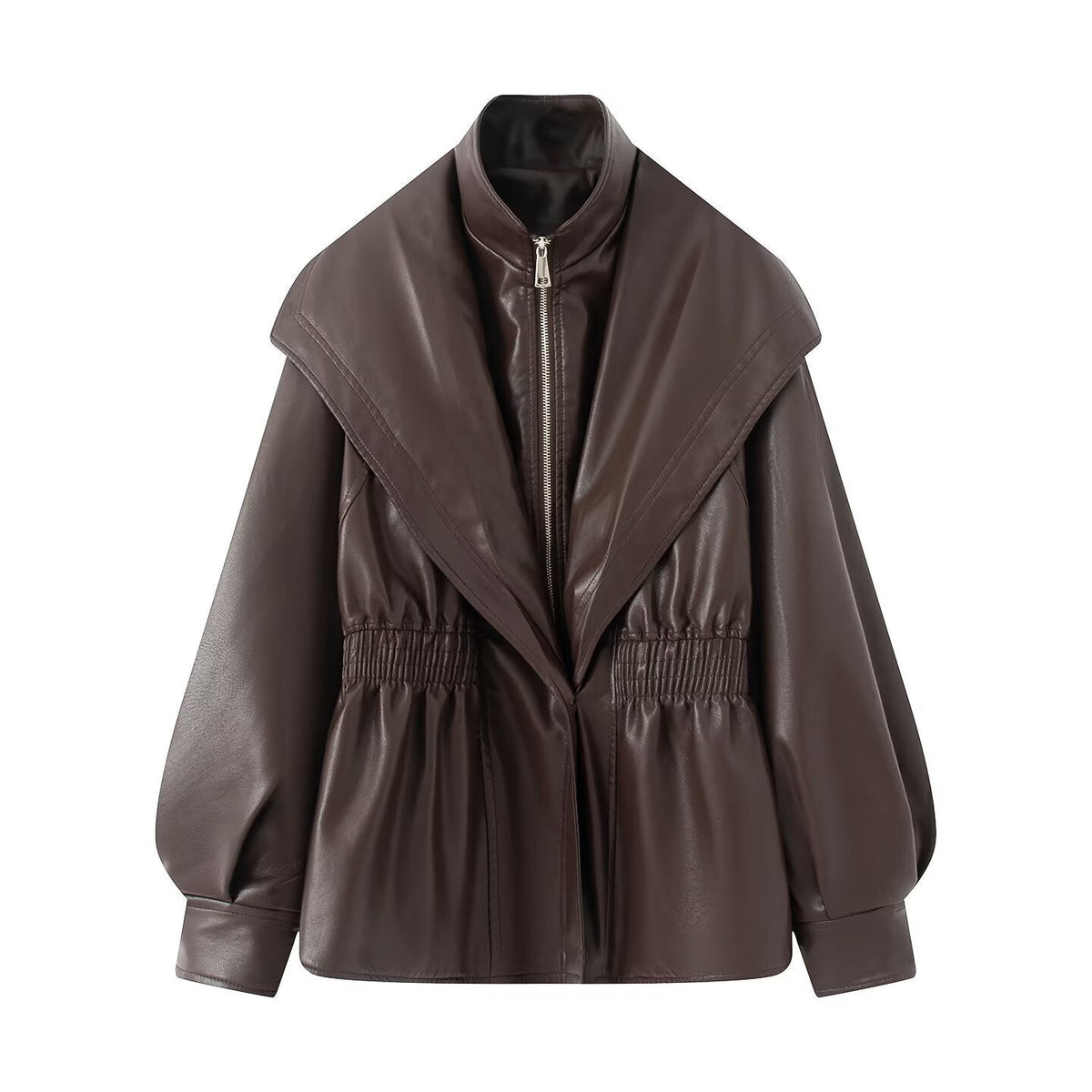 Women's Elegant Biker Jacket with Voluminous Sleeves