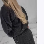 Women's Glitter Leisure Set with Cropped Sweater and Comfortable Pants
