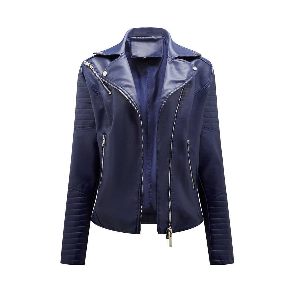 Women's Biker Jacket with Quilted Details and Asymmetrical Zipper