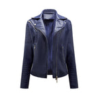 Women's Biker Jacket with Quilted Details and Asymmetrical Zipper
