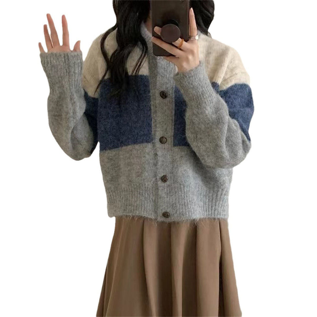 Women's Patterned Cardigan with Button Placket and Dropped Shoulders