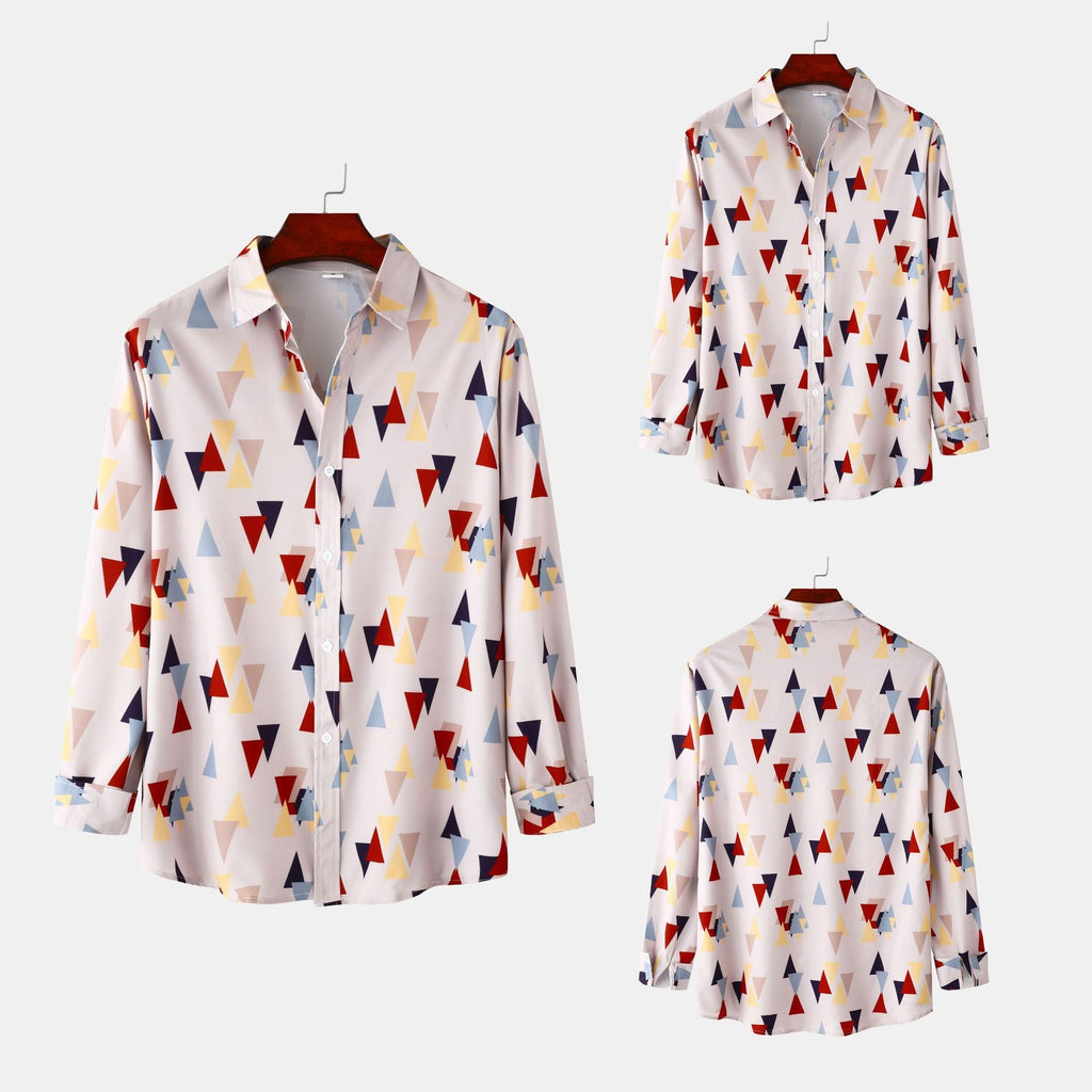 Women's Long-Sleeve Blouse in Modern Geometric Design