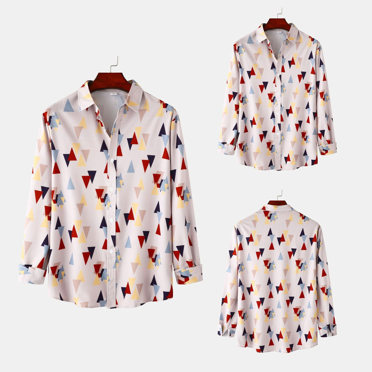 Women's Long-Sleeve Blouse in Modern Geometric Design