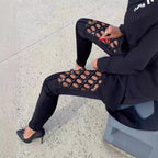 Women's Figure-Hugging Leggings with Mesh Details