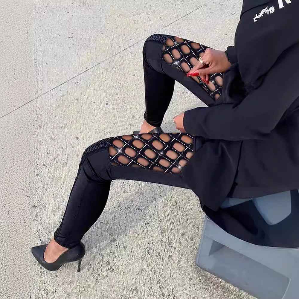 Women's Figure-Hugging Leggings with Mesh Details