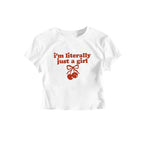 Women's Artistic Cherry Print Crop T-Shirt