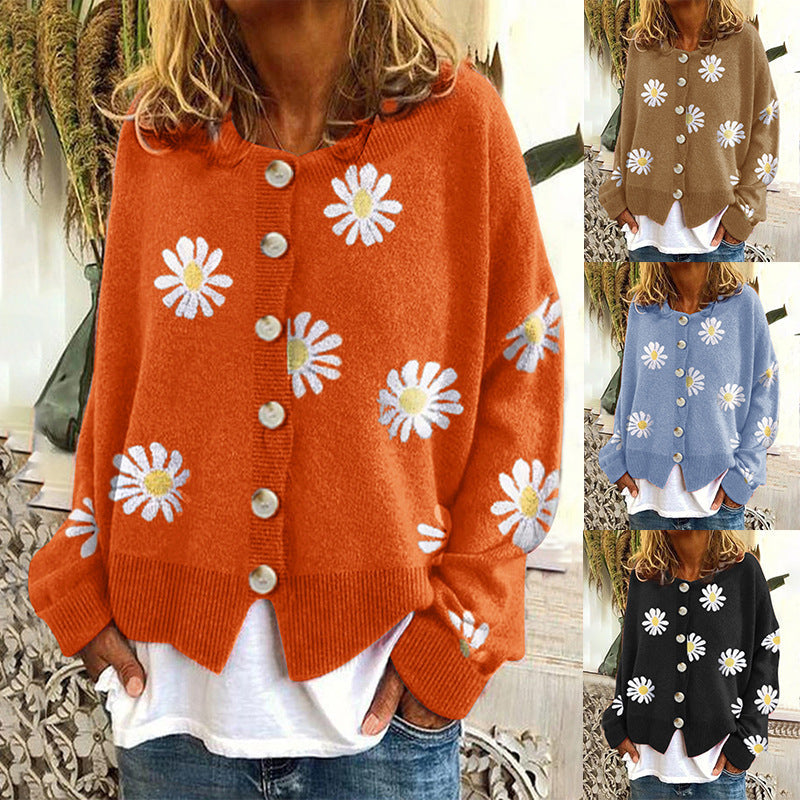 Women's Casual Floral Cardigan with Button Details
