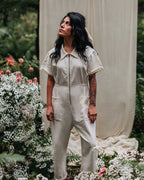 Women's Casual Jumpsuit with Pockets and Zipper